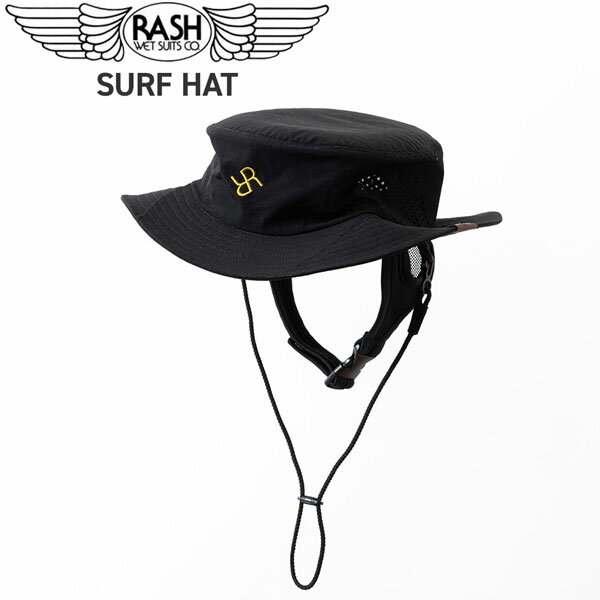 2024 ラッシュ サーフハット RASH SURFHAT フリーサイズ ブラック ネックバンド・アゴ紐調節付き