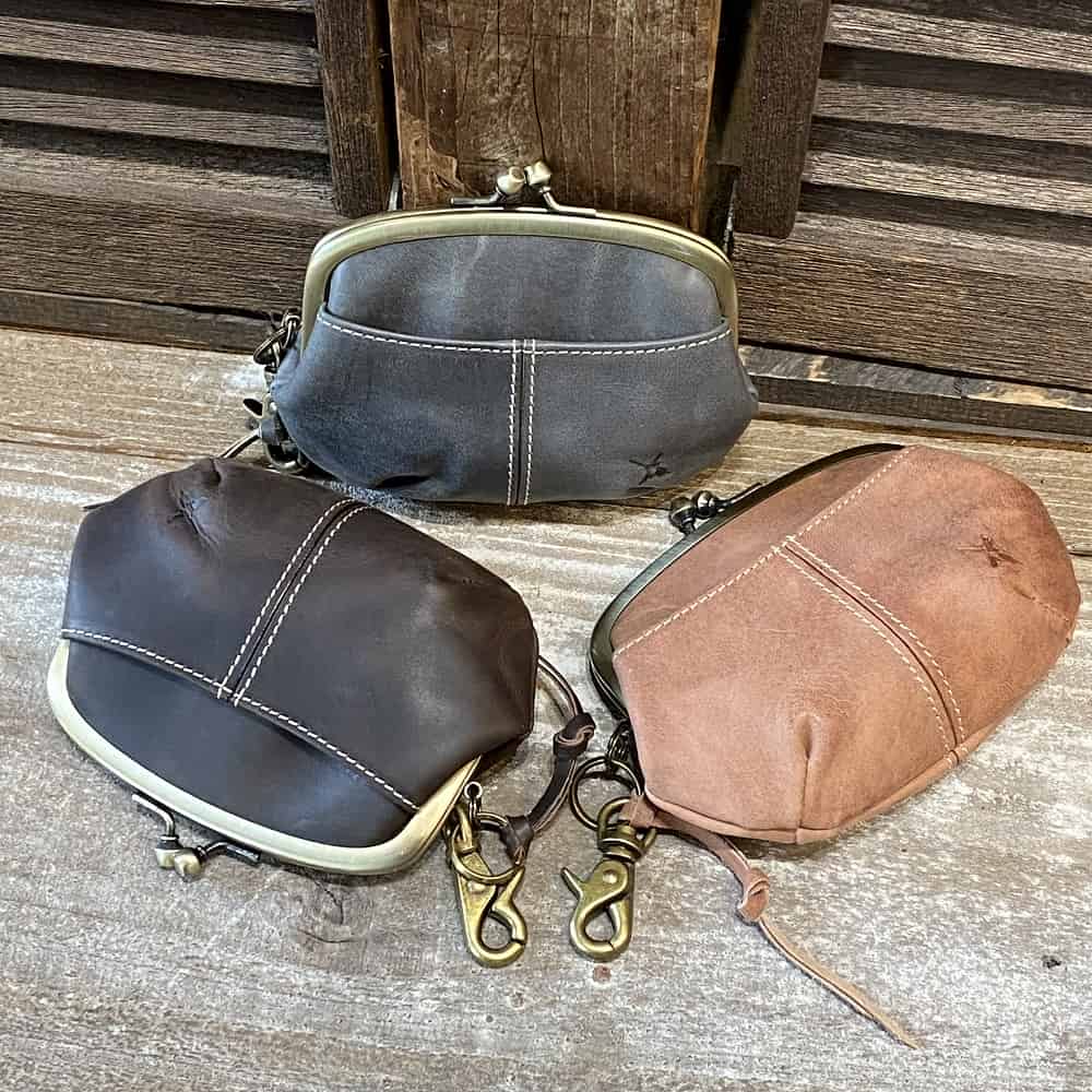【Ain Soph(アインソフ)】オイルワックス焦がし/パラフィン加工牛革・レザーがま口財布(DA33-HP)※中にもガマグチ小銭入れ付きの親子がま口仕様・ミドルサイズがま口財布 ナチュラルレザー 口金財布【レザーバッグ革財布専門店Vertigo/ヴァーティゴ】