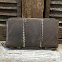 【Ain Soph(アインソフ)】オイルワックス焦がし/パラフィン加工牛革/レザーラウンドファスナークラッチ型多機能ウォレット(DA1507-HP)メンズ 多機能マルチケース(キーケース&財布&カード類&その他)【レザーバッグ革財布専門店Vertigo/ヴァーティゴ】