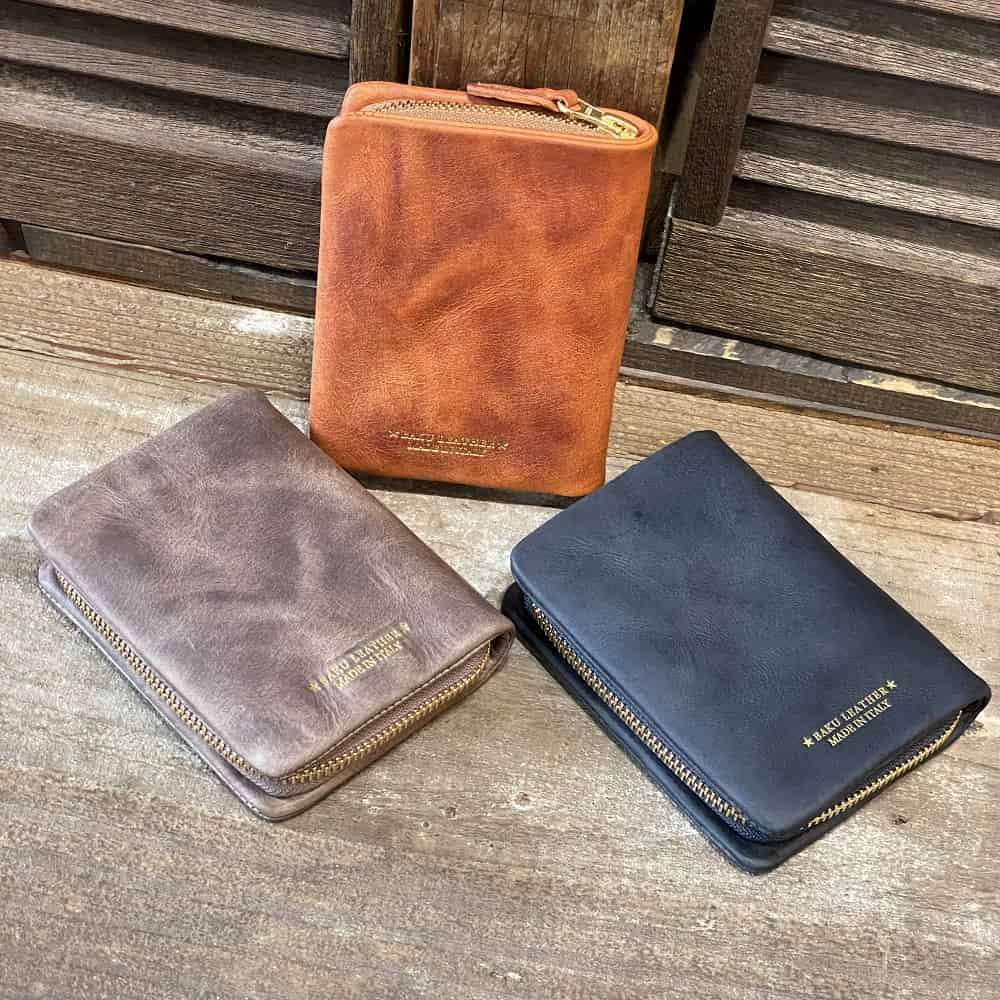 バギーポート バッグ メンズ 【BAGGY PORT/バギーポート『BAKU LEATHER/バクレザー』】イタリアテンペスティ社製革オイルプルアップ銀擦り牛革・イタリアンオイルレザー縦型ラウンドファスナー二つ折り財布（ZYS-351）メンズ/レディース【レザーバッグ革財布専門店Vertigo/ヴァーティゴ】