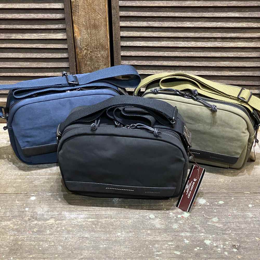 【BAGGY PORT（バギーポート）】『HIGH DENSITY MILI CLOTH/ハイデンシティミリクロス』撥水仕様＆ヌバック調・高密度ミリクロス2層式ショルダーバッグ（ZKM-4501）※牛革付属　メンズショルダーバッグ【レザーバッグ革財布専門店Vertigo/ヴァーティゴ】