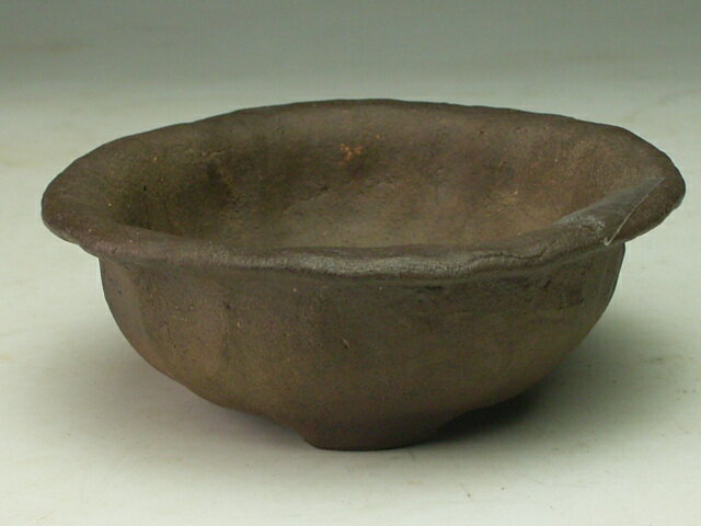 市之倉石州　てびねり黒泥丸盆栽鉢【送料無料・代引き手数料無料】