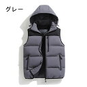 中綿ベスト メンズ ダウンベスト フード付き ノースリーブ アウター ジャケット 春 秋 冬 厚手 防寒 防風 暖かい 袖なし ジップアップ ポケット付き 中綿入り 切り替え ベスト 着心地いい 無地 シンプル 中綿ダウン 大きいサイズ 体型カバー メンズファッション 上着