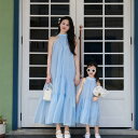 親子服 親子お揃い ワンピース レディース 女の子 ママ 子供 ロングワンピース マキシワンピース ロング丈 切り替え 袖なし リボン ノースリーブ 夏 夏服 リンクコーデ 親子 セット 親子ペア 親子コーデ ワンピ 旅行 海旅行 誕生日 記念撮影 リゾート 海辺 ビーチ プレゼント