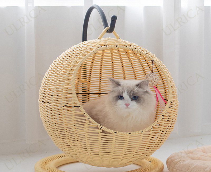 楽天Verve Collectionハンギングベッド 猫用 洗えるクッション付き ふわふわ もふもふ ペットベッド ドーム型 丸 猫 ペットマット ハンギングチェア コンパクト 洗える クッション付 ハンモック ハンギング ゆらゆら 北欧 キャットハウス ゆりかご 2410-AL63