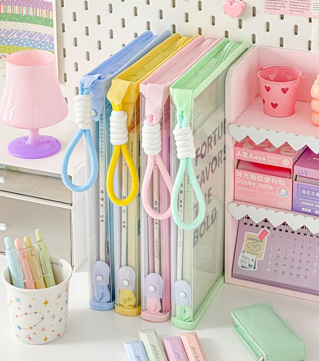 4個入り ジッパー式ファイル袋 クリアファイル a4 ファイル 書類ケース 個別フォルダー メッシュバッグ..