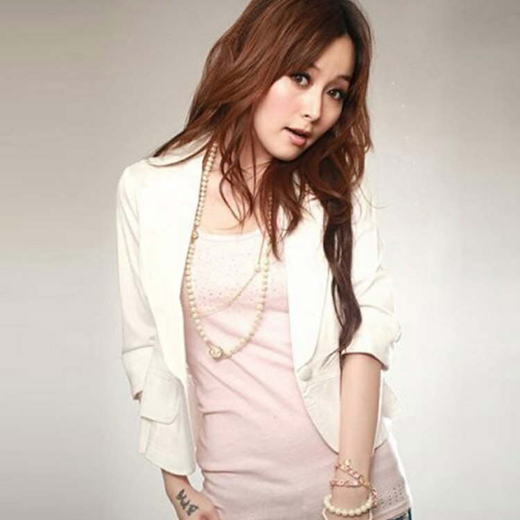 ショート丈 ジャケット テーラードジャケット スリム レディース 7分袖 カジュアルジャケット スーツジャケット ビジネス サマージャケット(4)