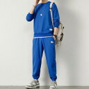 長袖 ロングパンツ ジャージ 丸首 秋 スウェットパンツ 上下セット ワッフル生地 薄手 春 クルーネック セットアップ 2点セット 長袖tシャツ メンズ 2点セット ゆったり トレーニングウェア 運動着 カジュアル 春服 秋服 部屋着 トレーナー