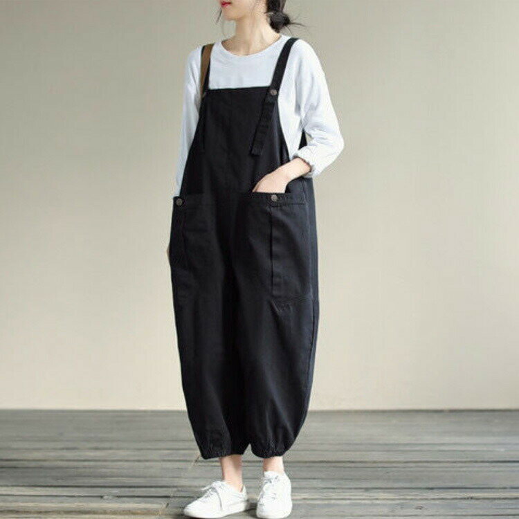 体型カバー シンプル ボトムス オーバーオール ストラップ バックポケット 綿 カジュアル 大きいサイズ 夏 無地 リネンブレンド ワイドパンツ ワイド マタニティ きれいめ レディース ゆったり オフィス おしゃれ 服 サロペット 2