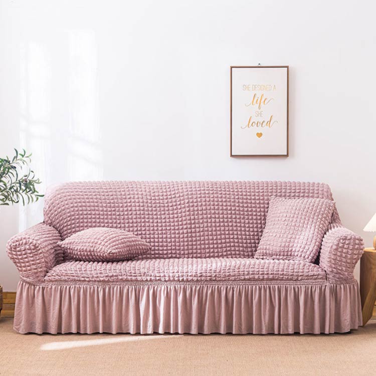 ソファーカバー 3人掛け フリル 肘付き ストレッチ 伸縮抜群 ドレープ ソファースカート 洗濯可 おしゃれ かわいい 北欧 190～230cm お洒落 リビング フィット感 肌触り シンプル 簡単取付 ソフト インテリア