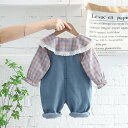 子供服 女の子 セットアップ 長袖 2点セット ブラウス チェック柄 サロペット デニムパンツ キッズ服 春 秋 女児 ベビー かわいい 子ども服 赤ちゃん 可愛い 幼児服 カジュアル お出かけ 七五三 お宮参り 出産祝い 結婚式 お食い初め 誕生日 記念写真 撮影 プレゼント