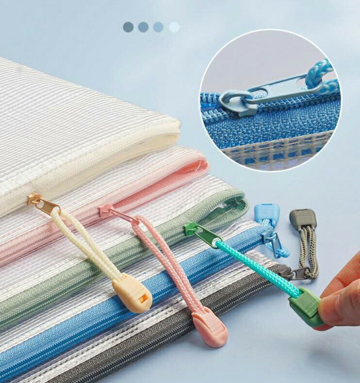 ジッパー式ファイル袋 事務用品 A4 10枚 PVC製 ジッパー式メッシュケース 書類 領収書 資料 カード ク..