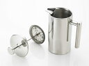 【ステンレス製フレンチプレス 350ml】ダブルウォール構造 コーヒーメーカー 紅茶抽出器具 保温ポット エスプレッソ対応 耐熱構造 ギフト プレゼント おしゃれ ステンレスコーヒープレス シルバー U字型注ぎ口 家庭用 簡単分解&清掃 高耐久性