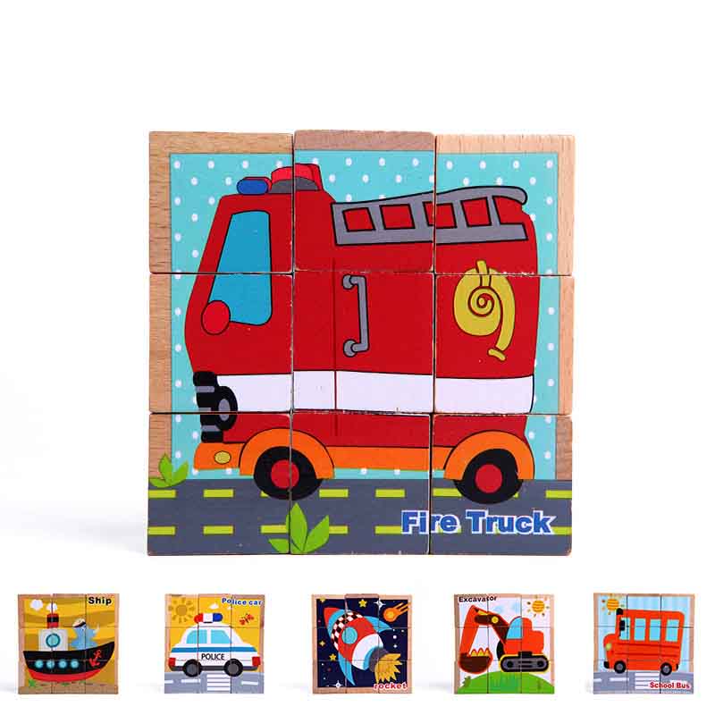 キューブパズル 3D立体パズル 木製 積み木 アニマル 9コマ 子供向け 知育玩具 動物 乗り物 海洋生物 形合わせ 木のおもちゃ 男の子 女の子 教具 1歳 2歳 3歳 4歳 5歳 6歳 赤ちゃん ベビー 出産祝い 保育園 誕生日プレゼント 組み立て 早期開発 オモチャ