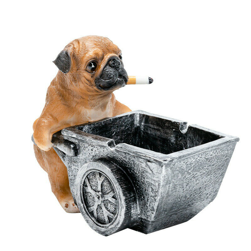 灰皿 パグ ブルドック 工事 犬 キャラクター テーブル用灰皿 卓上灰皿 大容量 おもしろ 卓上 フレンチ..