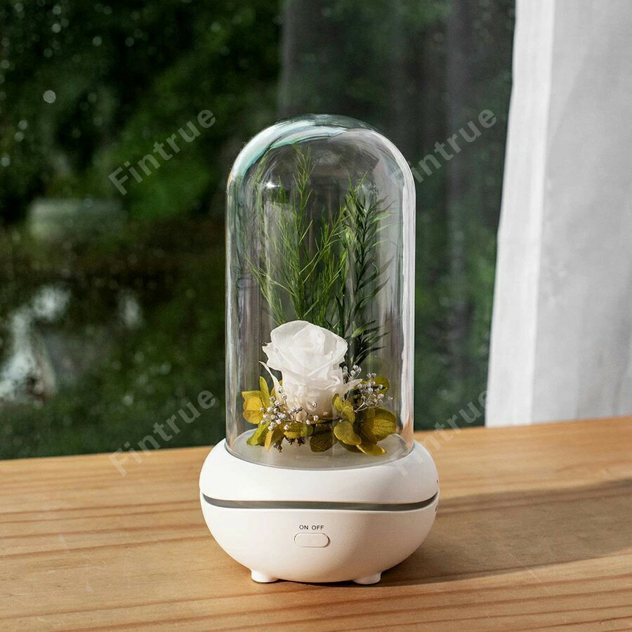 プリザーブドフラワー 枯れない花 バラ アロマディフューザー 結婚記念日 お祝い 常夜灯 テーブルライ..