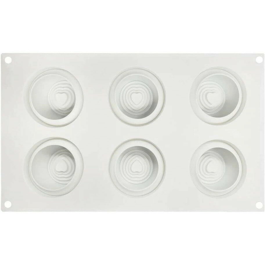 3D 耐熱皿 DIY型 6穴渦中心 心形 ムースケーキ シリコンフレンチ ムースケーキ型 手作り 家 在宅