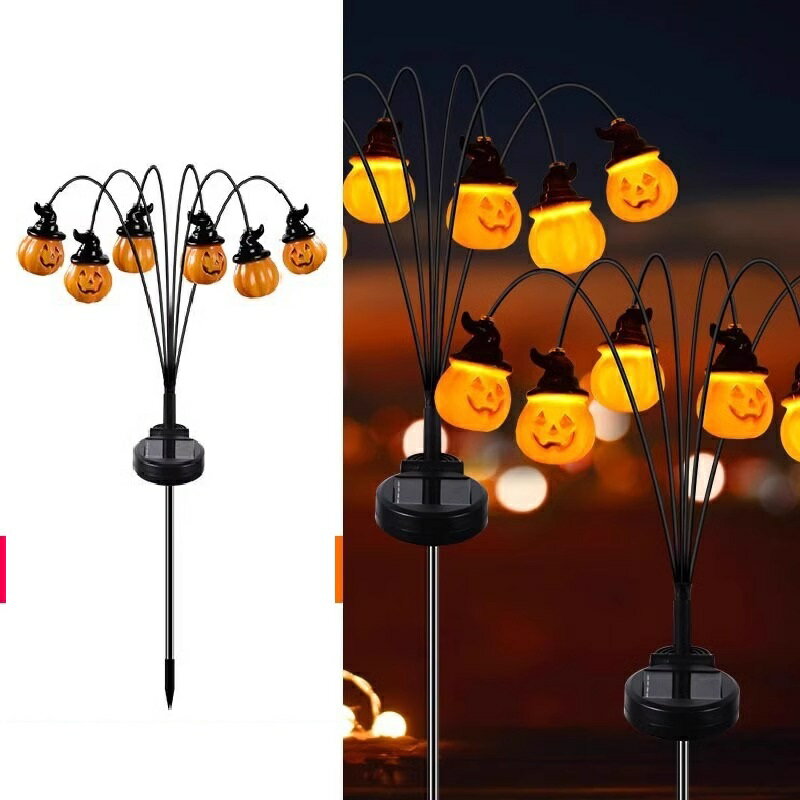 2個 ハロウィン 飾り かぼちゃライト ソ、アイランプーラー 屋外 IP65防水 カボチャ イルミネーションライト 自動点灯 消灯 省エネ 照明飾り おしゃれ 装飾 お庭 雰囲気作り 飾りライト 2本入り カボチャ6灯2個 父の日