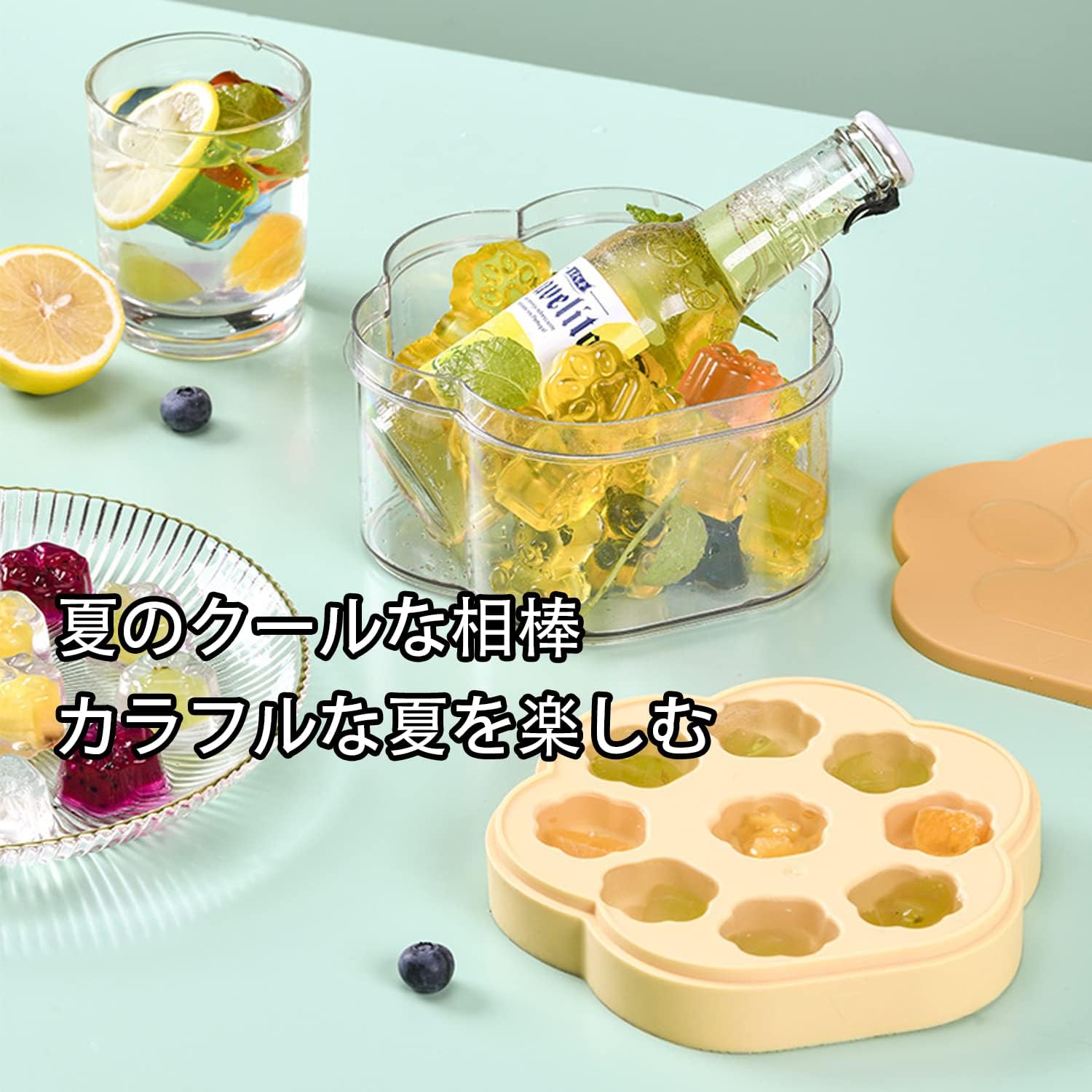 製氷皿 製氷器 氷入れる容器 製氷ケースア 2つの層 シリコン製氷機 イスキューブ 氷トレー ふた付き ソフト取り出しやすい 冷凍保存 耐久性 家庭用 父の日