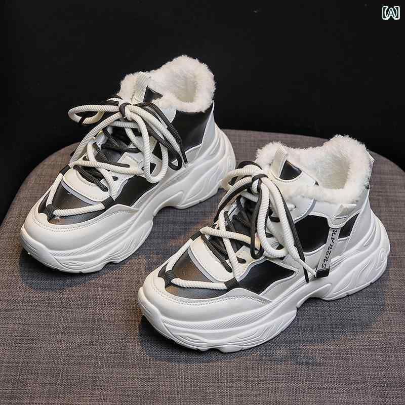 スニーカー 靴 レディース 秋冬 厚手 大きめ 子供 中学生 ハイ カット スポーツ 綿 ティーンエイジャー 厚