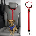 ペット用シートベルト ペット用品 後部座席 ヘッドレスト用 車用品 ドライブ アウトドア 犬用 ドッグ シンプル 無地 装着 カンタン 簡単 リード型 飛びつき防止 サイズ調節可能 車用リード 飛び出し対策 旅行 遠出 お出かけ ドライブ 簡単装着 カー用品 レッド 赤