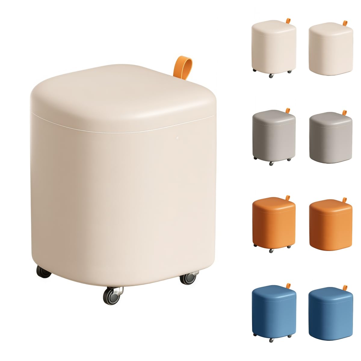 収納スツール キャスター付きオットマンロー 木製玄関椅子 リビングドレッサーチェア背もたれなしコン..