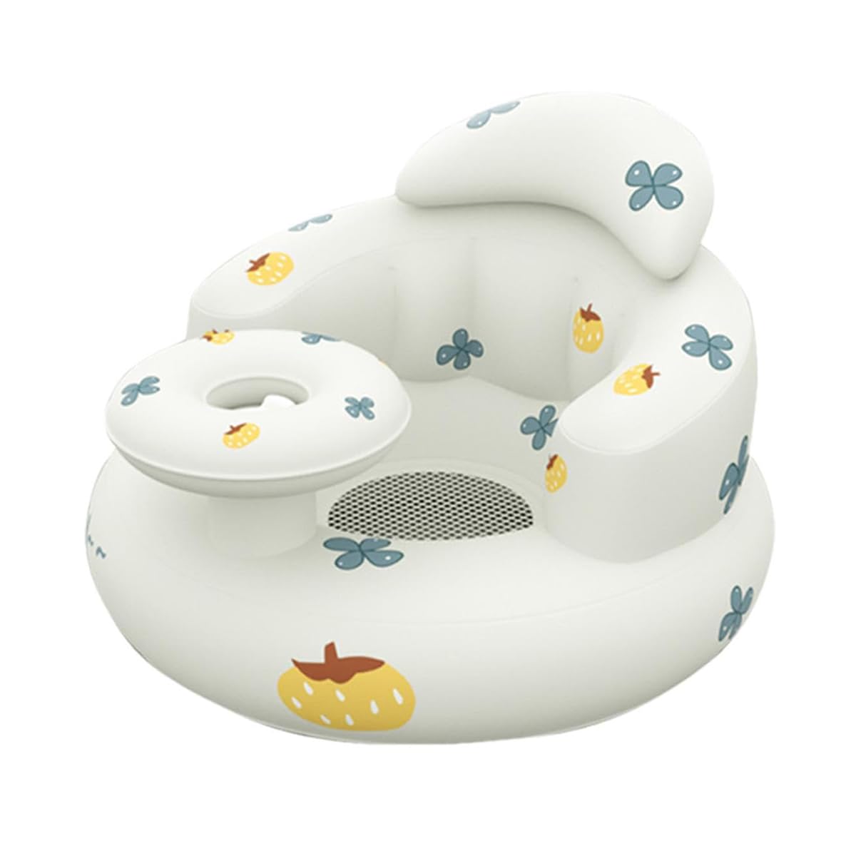 バスチェア ベビーチェア 赤ちゃん ベビー用バスチェア ベビーソファー シャワーチェア イス 空気椅子 空気式 お座り練習チェア エアーポンプ内蔵 お風呂 食事用 折りたたみ コンパクト 収納便利 水切れ 出産祝い (クマちゃん)(3)