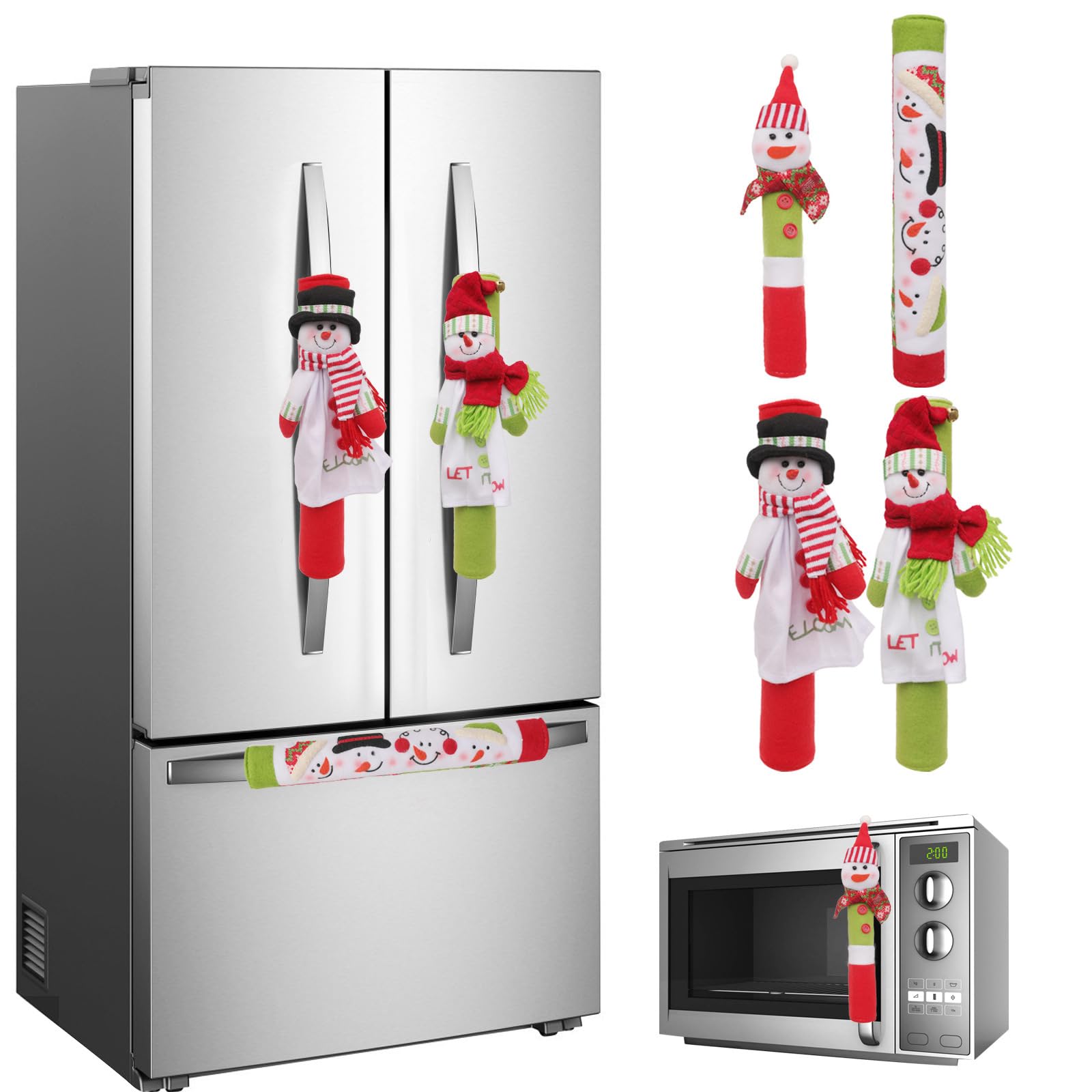 楽天Verve Collection[] クリスマスの飾り 4個 冷蔵庫ハンドル手袋 キッチン家電ハンドルカバー 電子レンジのドア 冷蔵庫のドアハンドルプロテクター 冷蔵庫ドアプロテクター キッチン家電の手袋 滑り止めハンドルカバー 布