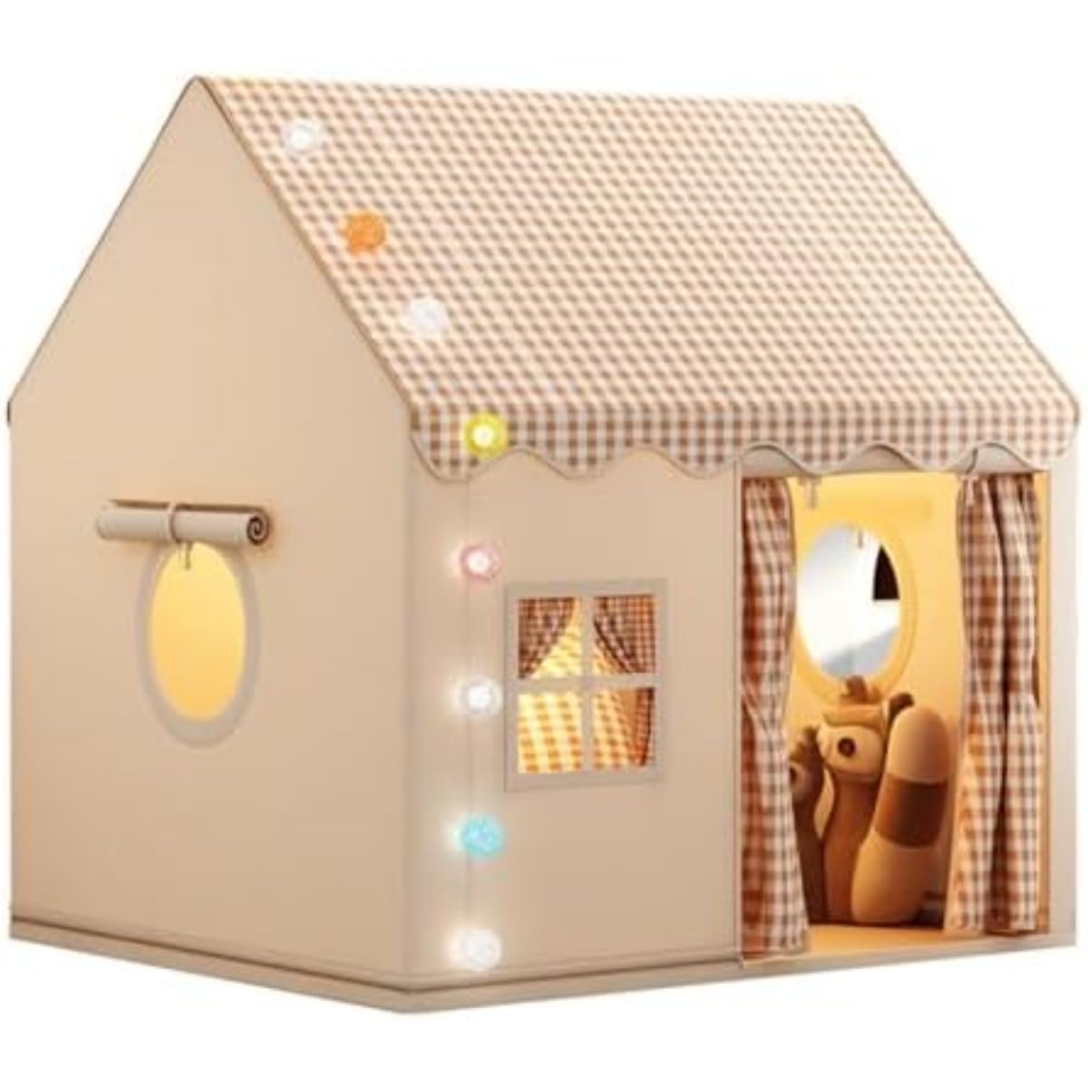 楽天Verve Collectionキッズテント 子供テント 室内帐篷 ドールハウスゲーム秘密基地 お庭で遊園地気分 睡眠テント 室内用 屋内用テント 簡単に組立 ポータブル 秘密基地 室内遊具 お誕生日&;クリスマスプレゼント 収納袋付き （グレー）