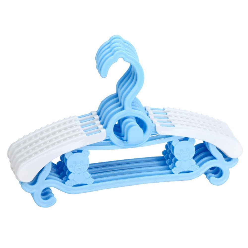多機能 子供用ハンガー [ 縦連結のコーデ収納で朝の時短に ] 長さ調節機能付きで幅広く対応 そのまま洗濯物干しも お片付け教育にも ベビーハンガー (20個,ブルー)
