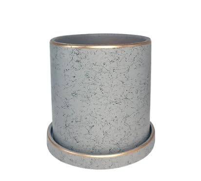 植木鉢 おしゃれ 北欧風 陶器製 観葉植物 多肉植物用 受け皿付き 鉢底ネット・鉢底石付属 ゴールドアク..