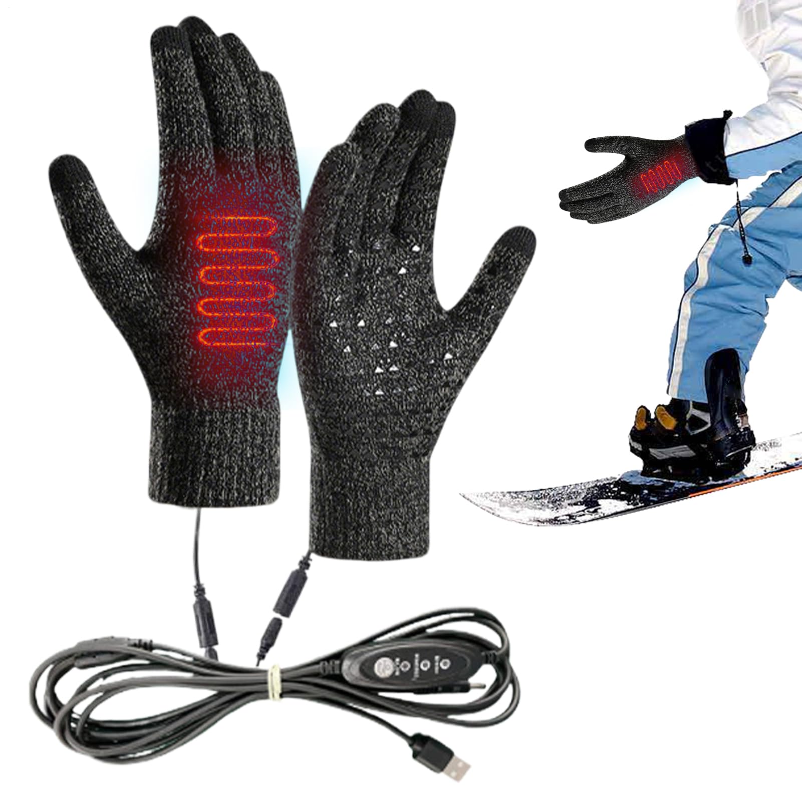 ヒーター付きグローブ - ヒーター付き スキーグローブ | タッチスクリーン対応防寒ミトン ハンドウ ...