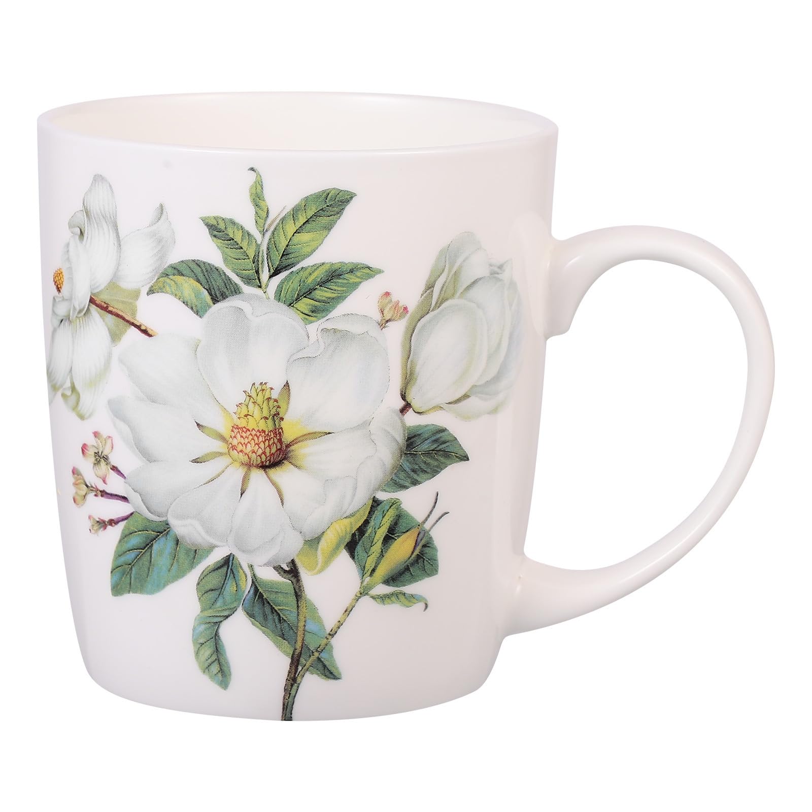 樂天商城 - マグカップ おしゃれ 花柄 磁器製 ティーカップ コーヒーカップ 大容量 350ml マグ 花柄デザイン 贈り物 プレゼント ギフト キッチン用品 食卓小物 ホワイト