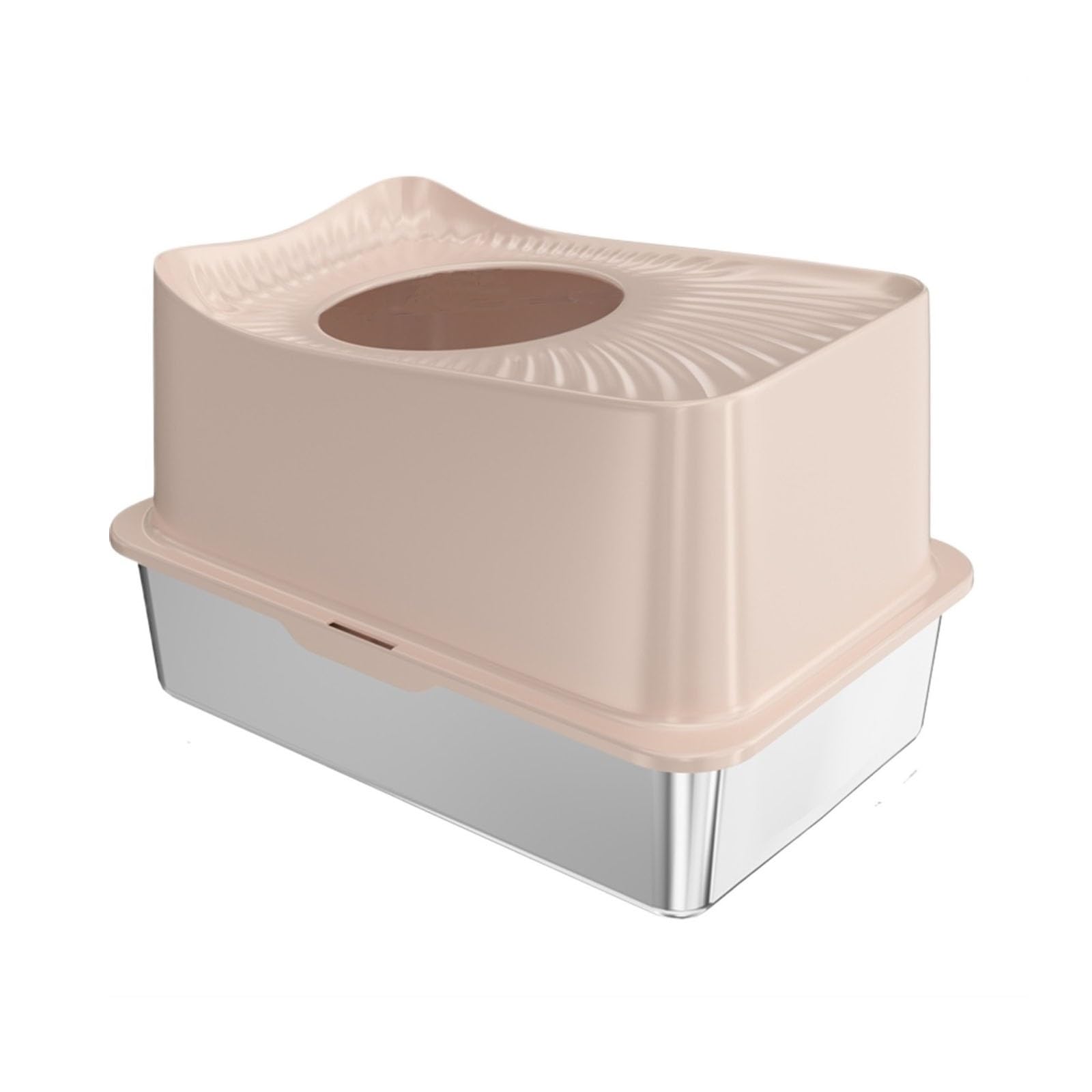 ペットのトイレ ステンレススチール製猫用トイレボックストップエントリー蓋付き、...