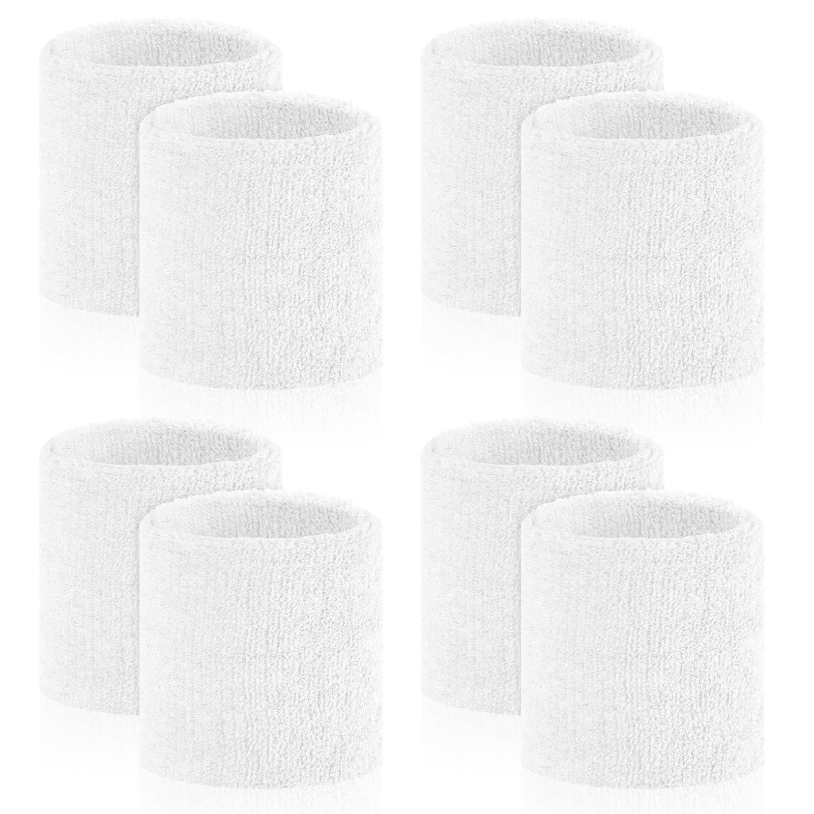 ホワイトリストスウェットバンド スポーツテニスリストバンド 汗リストバンド用 8個