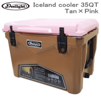 ディーライト Deelight アイスランド クーラーボックス 35QT（31.1L）Iceland cooler 35QT-Tan×Pink 送料無料
