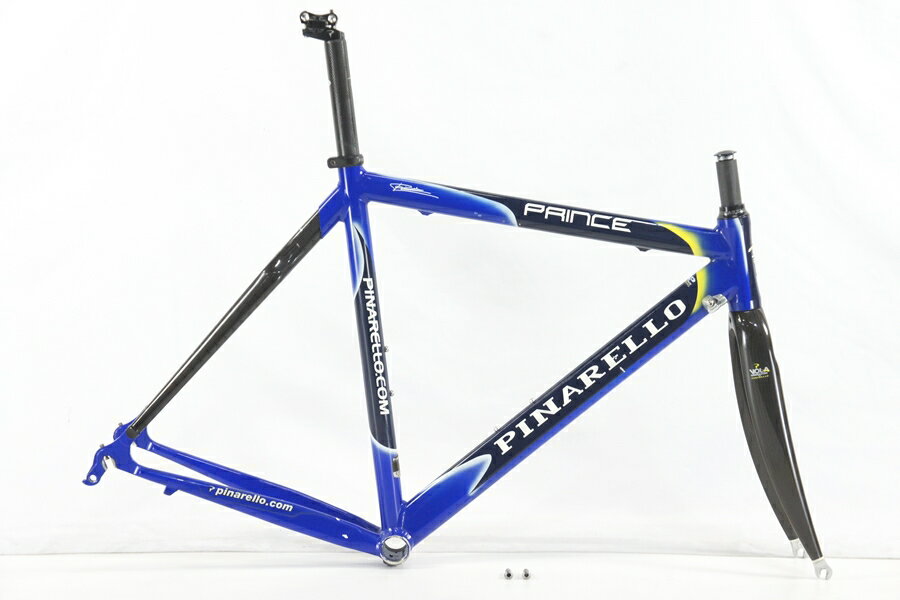 自転車基本情報 商品名 ピナレロ PINARELLO プリンス PRINCE 2002年頃 アルミ カーボン ロードバイク フレーム TOP 535mm キャリパー 100/130mm 700C ITA自転車種フレーム（ロード）年式2002年頃参考価格-フレーム素材アルミ / カーボンメーカーサイズ-適正身長170cm - 176cm (あくまで目安です)ヘッドチューブ128mmシートチューブ545mmトップチューブ535mm重量2.29kgクランク-変速レバー-フロントディレイラー-リアディレイラー-スプロケット-ブレーキキャリパー-ホイール-ステム-ハンドル-シートポストPINARELLOサドル-状態レベル中古：C（使用感あり/キズ、ヨゴレあり）状態説明チェーンステイ・ダウンチューブ・トップチューブ・フォーク・シートポストなど各所にキズ、シートステイのロゴ・ダウンチューブのステッカーにスレ、フロントディレイラークランプ跡があり、全体的に使用感のあるお品物となります。 目視・触診ではクラックなどの使用に差し障るダメージは見受けられません。 ◇付属品に関しましてはお写真に掲載のお品物のみとなります。 　掲載に無いお品物の付属はいたしませんため、ご注意ください。商品説明PINARELLO(ピナレロ) PRINCE フレームの中古品となります。 コラム径：Φ28.6mm OS アヘッド /コラム残り 約60mm BB規格：ITA シートポスト：Φ30.9mm 対応ブレーキ：キャリパー 対応FD：Φ34.9mmバンド エンド幅：100mm / 130mm クイックリリース ◇こちらの商品はサイクルパラダイス大阪（ネット専売店）の在庫商品となります。 　通販・配送専用商品となり、店頭でのお渡しができない商品となります。メーカーPINARELLO (ピナレロ)モデル名PRINCE (プリンス)商品コードcpo-2403162303-fr-038600380発送元本商品は、「サイクルパラダイス大阪　ネット店」より発送いたします。【重要なご案内】ご購入前に必ずお読みください。本商品は通販・配送専用商品です。店頭での商品確認や店頭お渡しができないお品となります。ご質問は、「商品についてのお問い合わせ」欄よりお送りくださいませ。お電話やメールなどで直接頂いたお問い合わせはご返信ができません。また、ご質問の内容によってはご返答できない場合がございます。予めご了承下さい。ご購入後48時間以内のお支払いお手続きをお願いしております。(期限を過ぎますとキャンセルとさせて頂きます。)