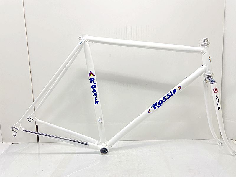 【中古】ロッシン ROSSIN レーザー LASER ロード フレームセット 年式不明 クロモリ ホワイト(4.0)
