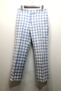 【中古】経堂) ドゥロワー Drawer ギンガムチェック クロップドパンツ 6514-236-1199 ブルー ホワイト サイズ38 定価4.9万