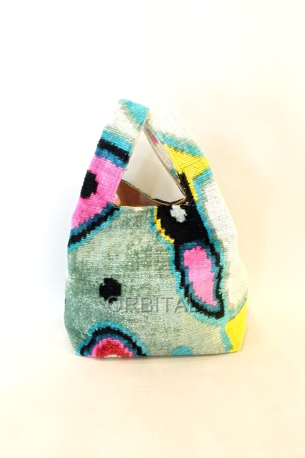 【中古】代官山)Kilim ARTS キリムアーツ マルシェ ミニトート シルクコットン マルチカラー ミニバッグ ベルベット
