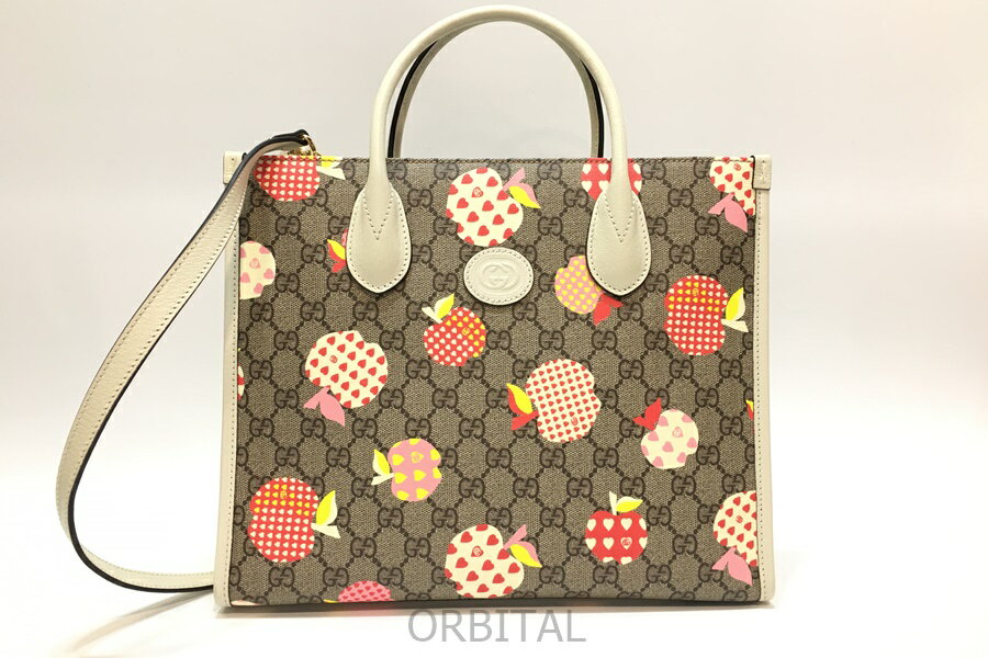 【中古】経堂) GUCCI グッチ GGスプリーム レ ポム アップル スモール 2WAY トートバッグ ショルダーバッグ 659983 極美品