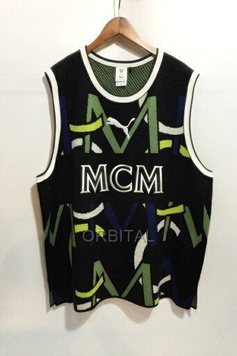 代官山)MCM X PUMA エムシーエム×プーマ モノグラムジャガード トップ バスケシャツ ブラック サイズXL 代官山)MCM X PUMA エムシーエム×プーマ モノグラムジャガード トップ バスケシャツ ブラック サイズXL