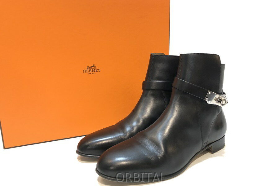 【中古】経堂) HERMES エルメス レザー ショートブーツ ネオ ブラック 37.5 24.5cm相当 24年1月購入 定価￥272,700-