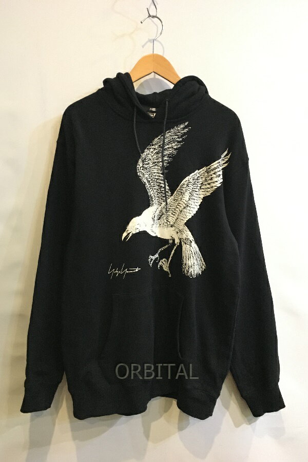 【中古】二子玉)Yohji Yamamoto×NEW ERA ヨウジヤマモト 22SS CROW PRINT SWEAT PULLOVER HOODIE カラスパーカー 定価33,000円 XXL