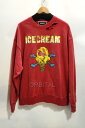 【中古】代官山)mindseeker × ICECREAM マインドシーカー アイスクリーム ダメージ加工 スウェットトレーナー レッド サイズXL(4)