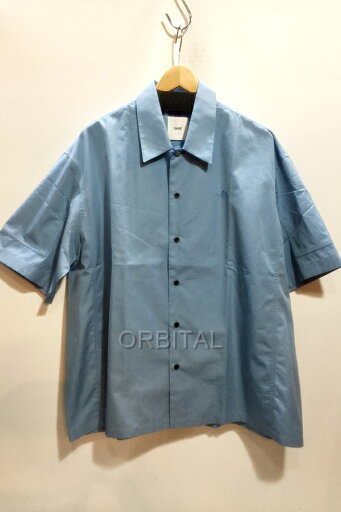 【中古】代官山)OAMC オーエーエムシー 23E28OAU40 オーバーサイズ GEO SSシャツ 半袖 ブルー サイズM ロゴ刺繍 【中古】代官山)OAMC オーエーエムシー 23E28OAU40 オーバーサイズ GEO SSシャツ 半袖 ブルー サイズM ロゴ刺繍