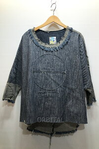 【中古】経堂) BODYSONG. ボディソング 再構築 デニムプルオーバー カットオフ トップス F ユニセックス BS-16002