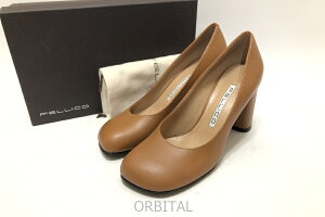 【中古】経堂) ペリーコ PELLICO ミレナ MILENA セミスクエア ヒールパンプス キャメル サイズ38 定価5.2万 22093923000230