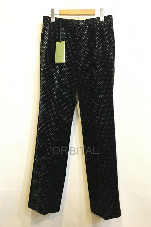 【中古】二子玉) GUCCI グッチ 未使用 ベルベットドットパンツ スラックス ブラック 691595 ZAI39 メンズ 46 国内正規