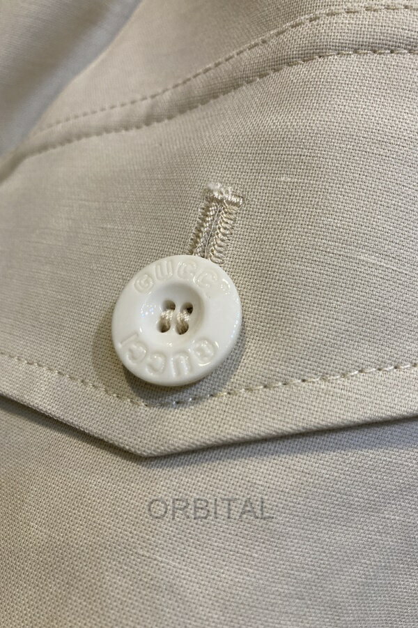 【中古】二子玉)GUCCI グッチ 未使用 コットンリネンイージーカーゴパンツ ワイドパンツ ライトベージュ メンズ 42 ケリングジャパン